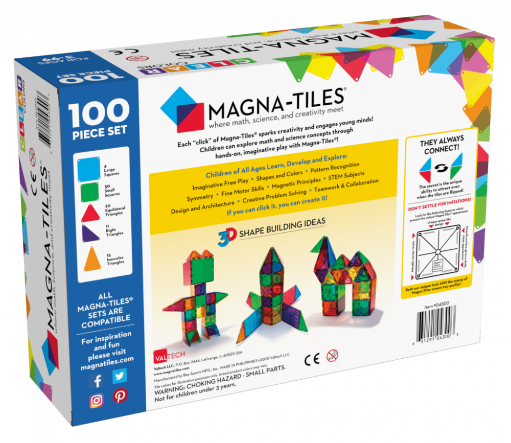 Magna-Tiles Clear Colors 100 Piece Set_Creativity and Educational 