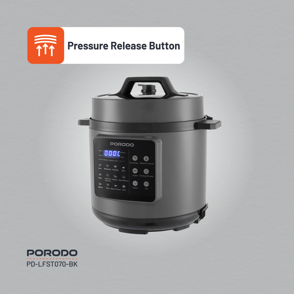 قدر ضغط كهربائي 1300 واط 6 لتر أسود بورودو Porodo Lifestyle Electric Pressure Cooker