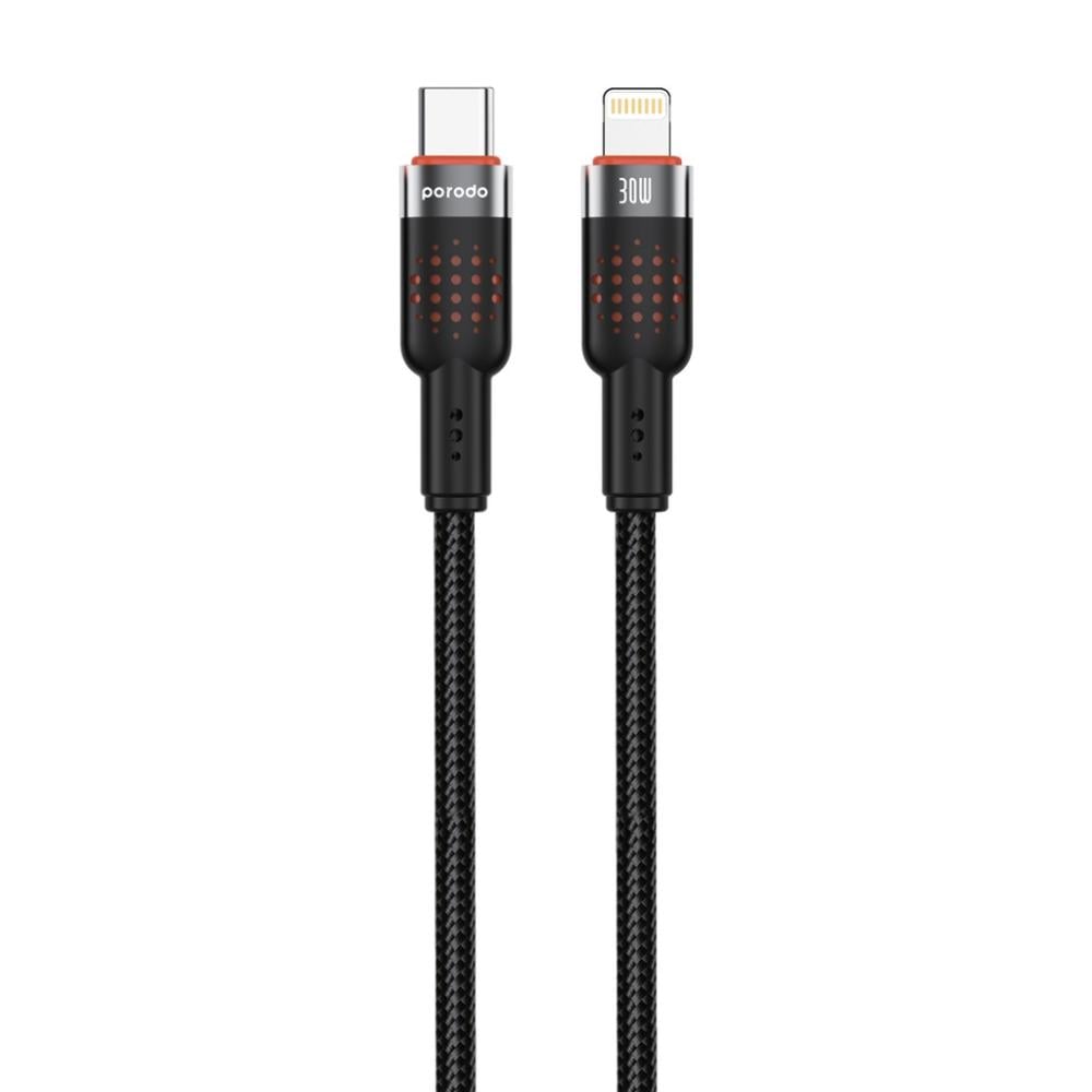 كابل Porodo USB-C إلى Lightning مضفر من الألومنيوم