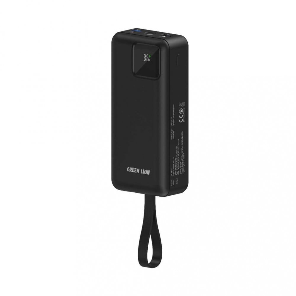 بنك الطاقة قرين لايون مع كابل شحن سريع - أسود Power Tank 30000mAh PD 22.5W