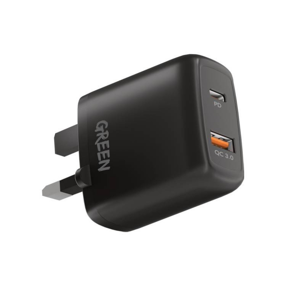 شاحن جداري بمنفذ USB مزدوج من Green Lion PD + QC3.0 20W UK ، محول شحن سريع