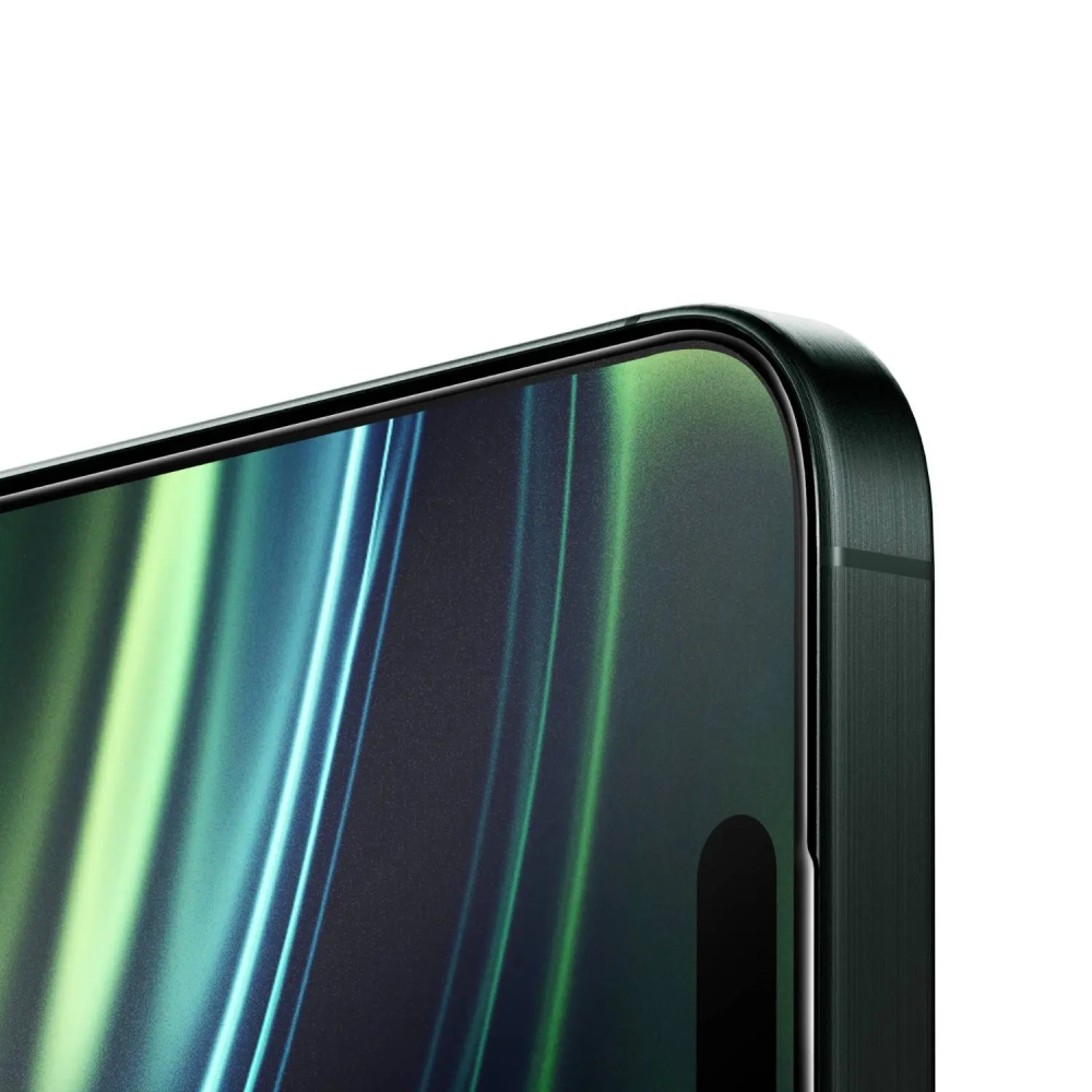 واقي شاشة زجاجي كامل منحني من قرين لايون لقافة لسلسلة ايفون 16 ، عالي الاستجابة، مضاد لبصمات الأصابع والخدوش، خالٍ من الفقاعات - حافة سوداء