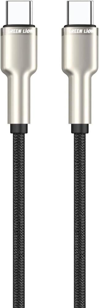 كابل USB-C إلى USB-C مضفر من سبائك الزنك من Green Lion، شحن ومزامنة، آمن ومضمون، سرعة نقل 480 ميجابت في الثانية، متوافق على نطاق واسع، شحن 60 وات، 10000 ثنية، مادة سبائك الزنك المتينة - أسود