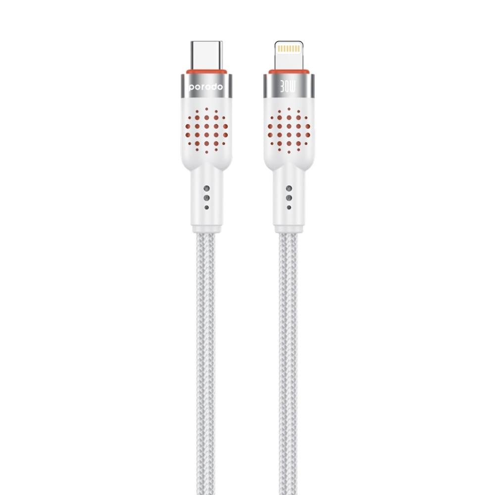 كابل Porodo USB-C إلى Lightning مضفر من الألومنيوم