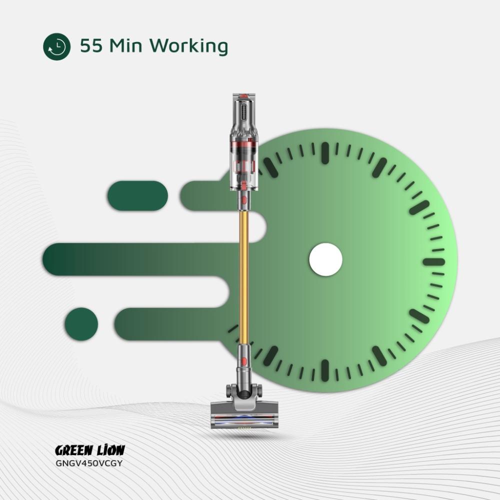 مكنسة كهربائية لاسلكية GV-450 من Green Lion - رمادية وذهبية