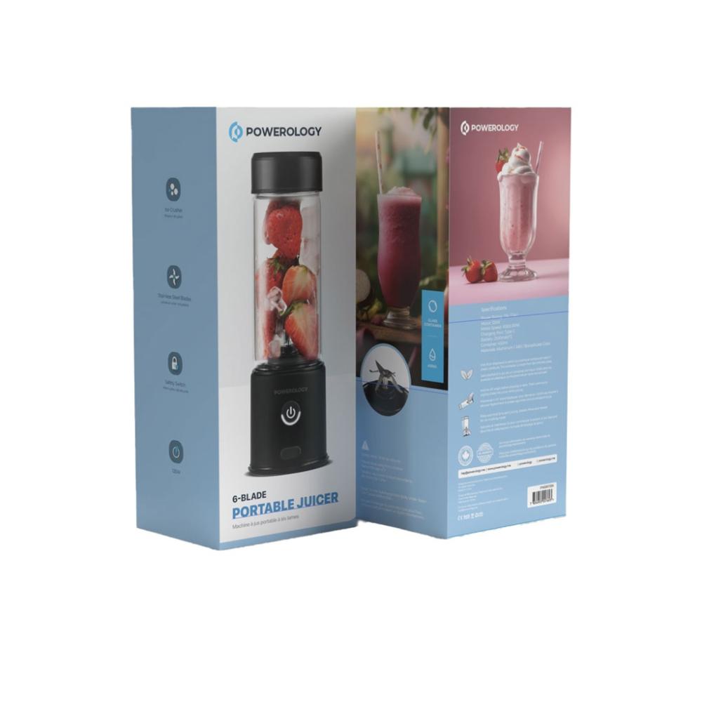 عصارة باورولوجي الجديدة المحمولة ذات 6 شفرات سعة 450 مل بقوة 126 وات - أسود