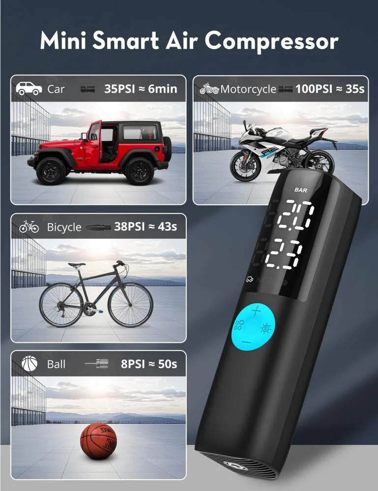 مضخة هواء راف باور بيسك بدون بطارية بقوة 60 واط اخراج 12-16 فولت بسرعة 25 لتر في الدقيقة مع شاشة ليد رقمية