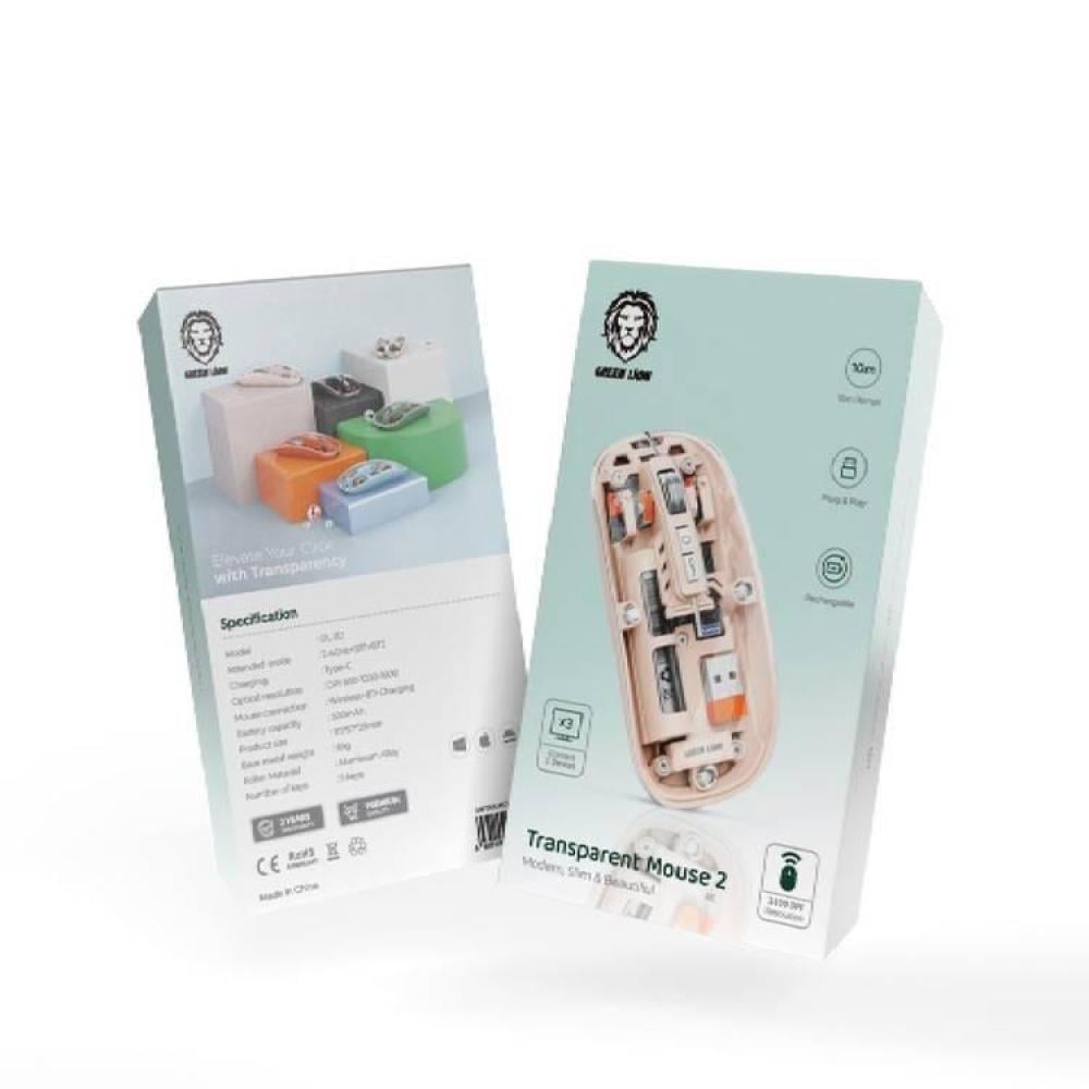 ماوس لاسلكي شفاف 2 نطاق 10 متر زهري جرين ليون
