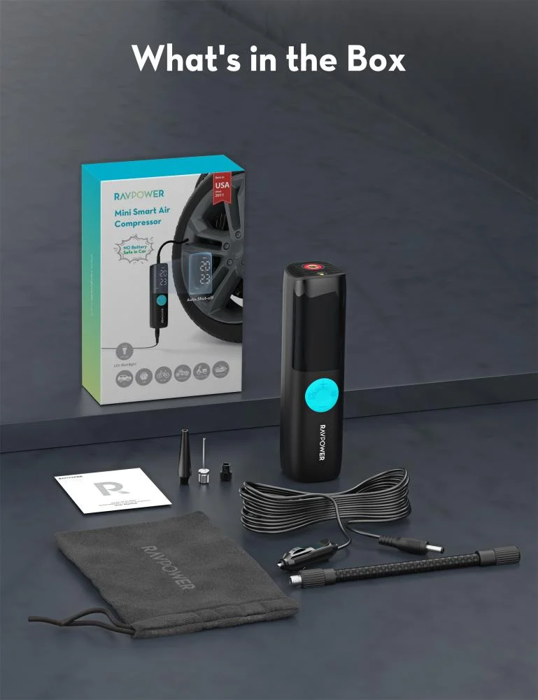 مضخة هواء راف باور بيسك بدون بطارية بقوة 60 واط اخراج 12-16 فولت بسرعة 25 لتر في الدقيقة مع شاشة ليد رقمية