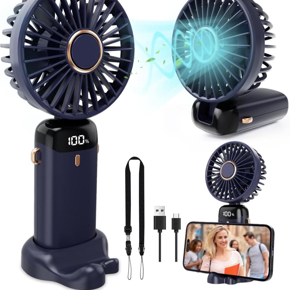 مروحة صغيرة قابلة للشحن مع حامل