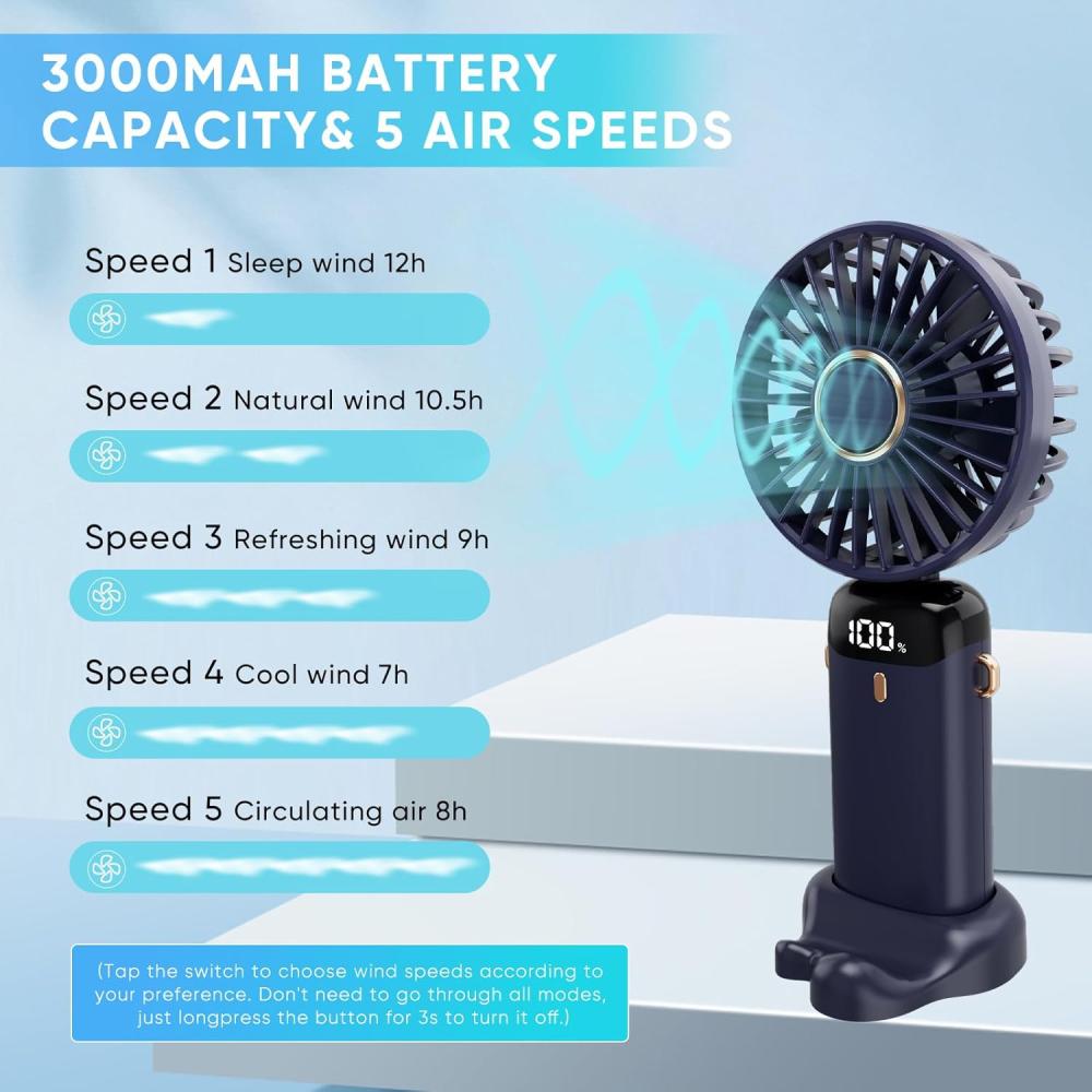 مروحة صغيرة قابلة للشحن مع حامل