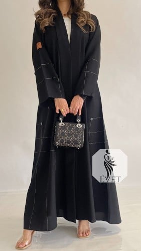 عباية كريب كتان بأزرار