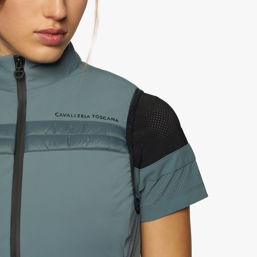 Jersey and Nylon Stripe Lightweight Padded Vest