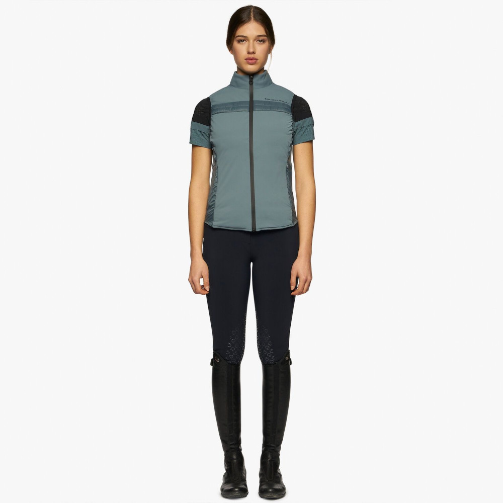 Jersey and Nylon Stripe Lightweight Padded Vest