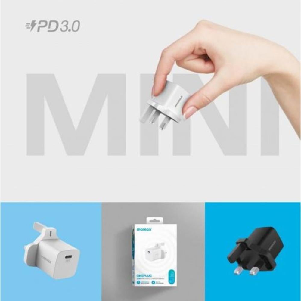 شاحن جداري موماكس ميني بمنفذ PD وبقوة 20 واط - أبيض