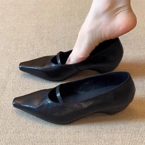 الراحة الأسود ماري جين أحذية الصنادل المرأة الصيف مثير أشار تو الضحلة موجزة أحذية مصممين أنيقة مكتب الأحذية الرسمية