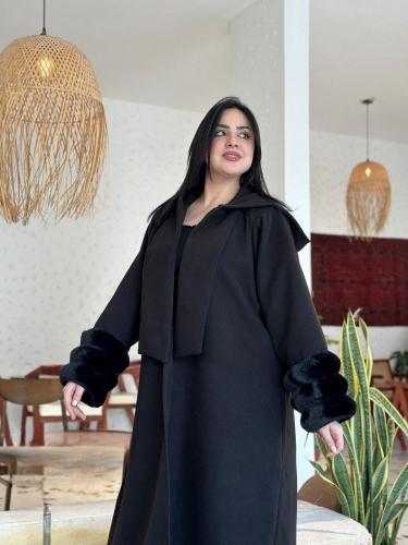 فروة جوخ نسائية شتوية فاخر مع فرو ناعم