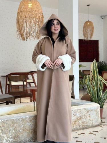 فروة جوخ نسائية شتوية فاخر مع فرو ناعم