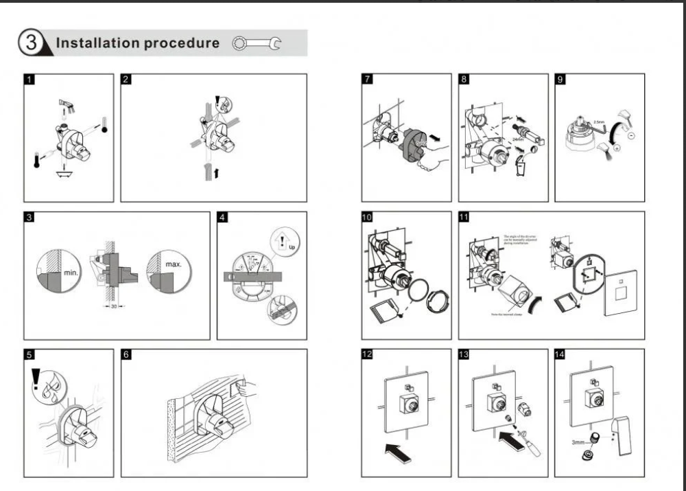 وجه خلاط دفن مخفي خطين مربع ذهبي موديل جروهي