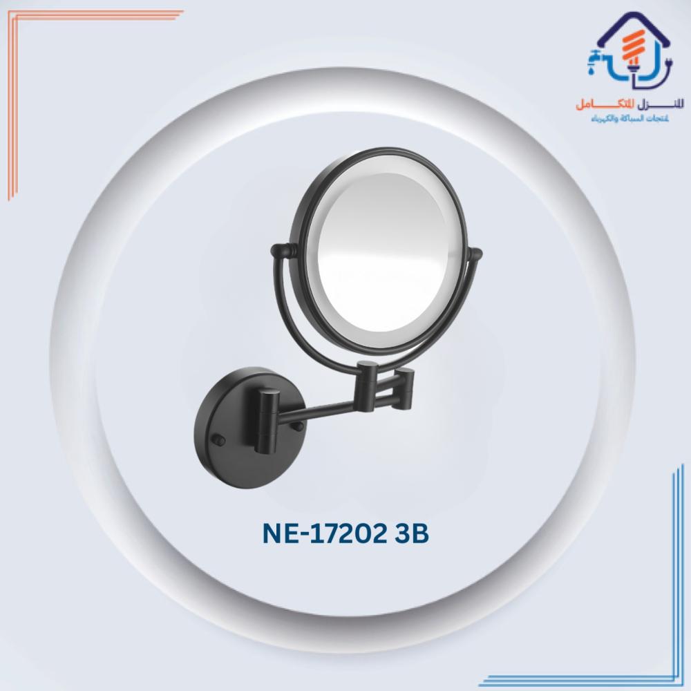 مرايا مكبر مع اضاءه لون اسود مدور