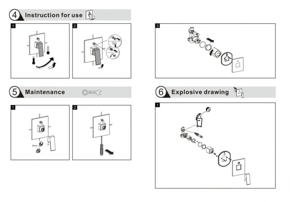 وجه خلاط دفن مخفي خطين مربع ذهبي موديل جروهي
