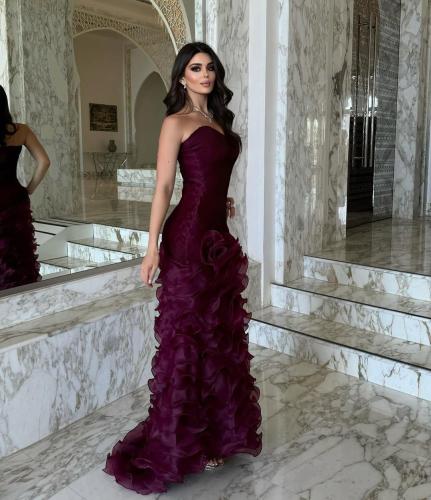 فستان سهره اورجنزا برغندي بطبقات جذابه - لاريان ست...