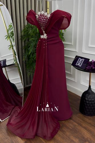 فستان سهره برغندي باربي جازاربليسا تطريز يدوي - لا...