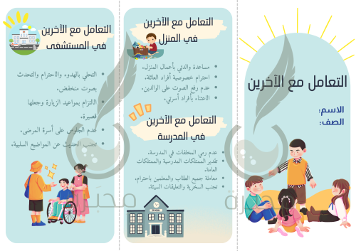 مطوية مادة لغتي ( التعامل مع الآخرين) الصف ثالث اب...