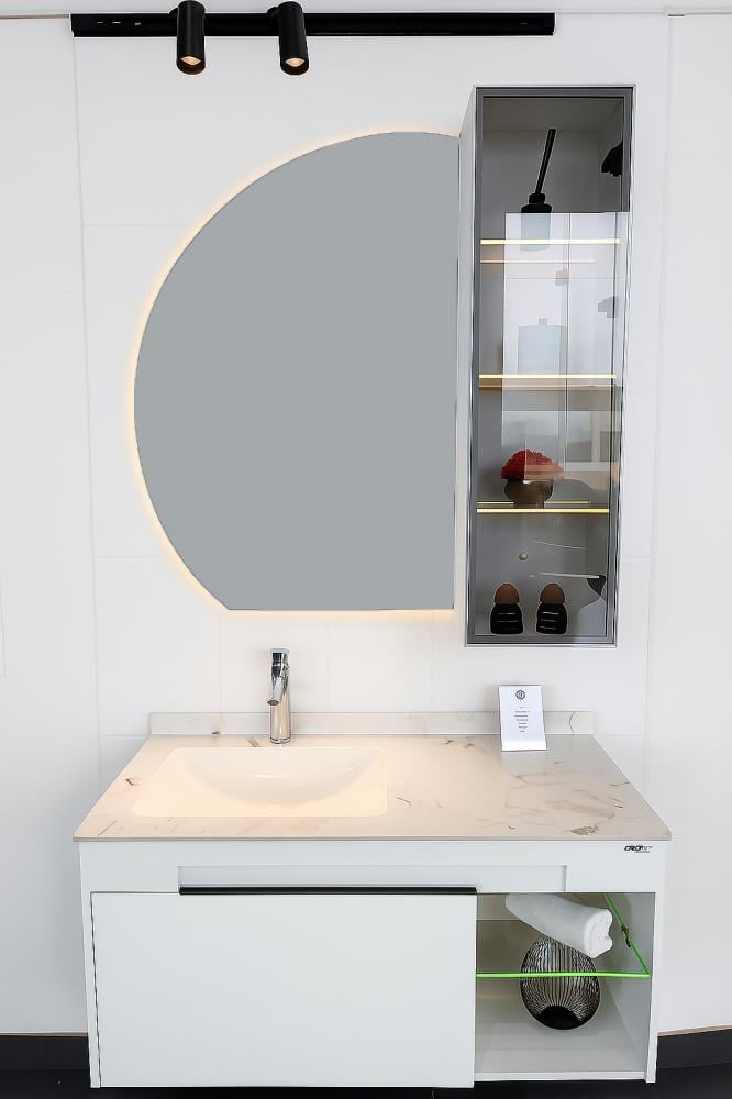 مغسلة بورسلين رصاصي عرض 100سم × عمق 50سم مع مرآة