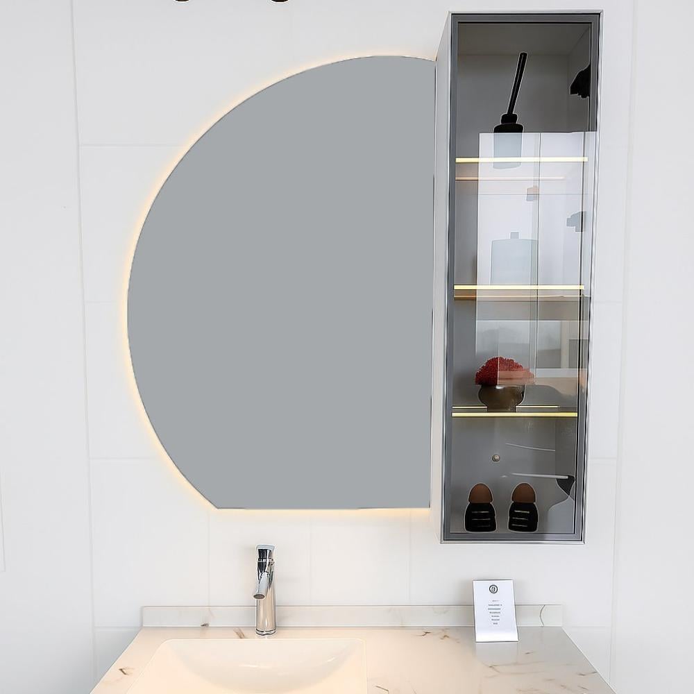 مغسلة بورسلين رصاصي عرض 100سم × عمق 50سم مع مرآة