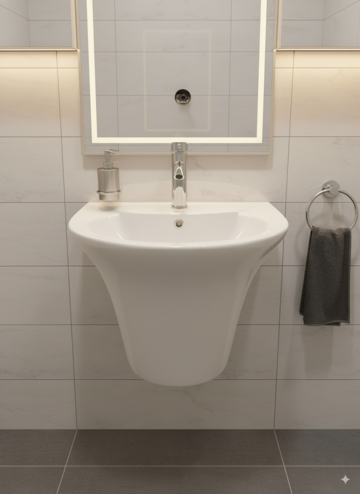 مغسلة خزف عرض 40سم × عمق 35سم أبيض