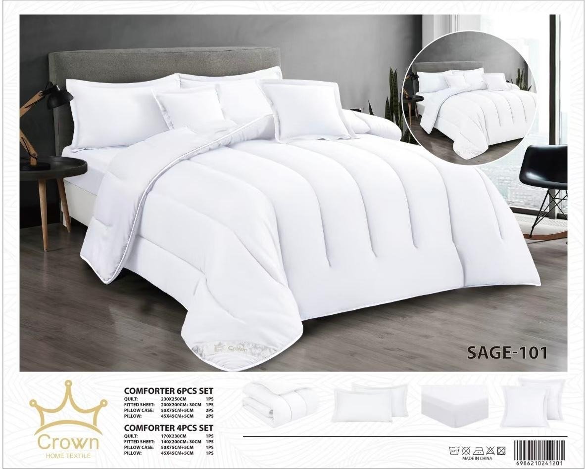 طقم لحاف سرير 6 قطع ساده بتصميم أنيق من عروض ريحانة