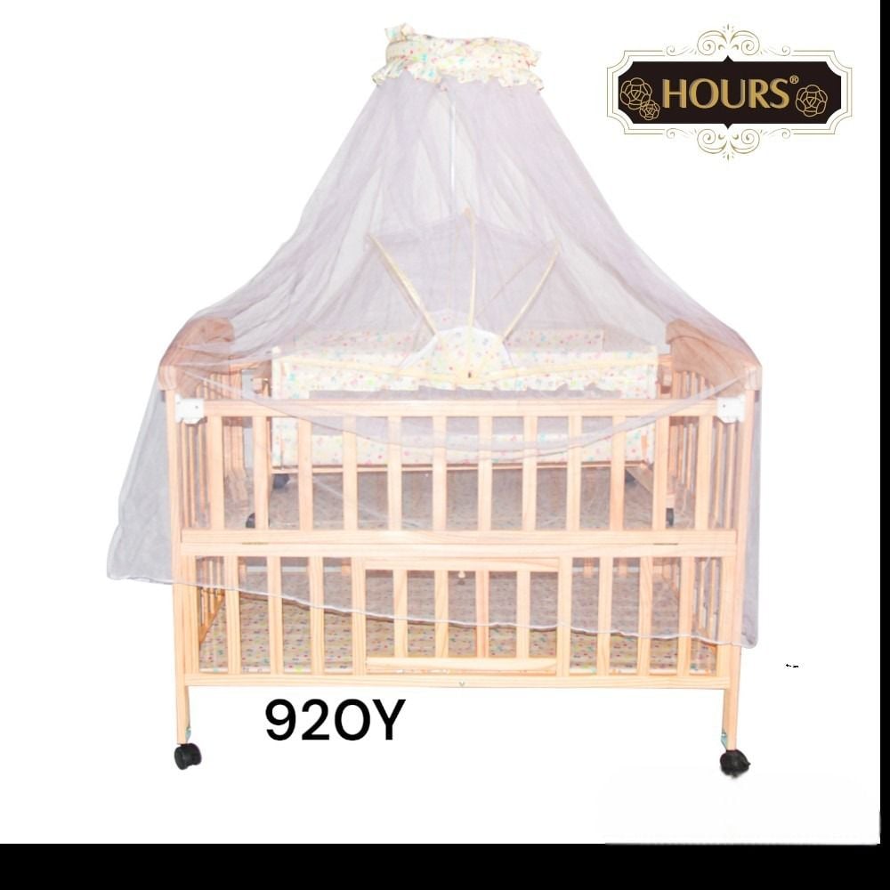 سرير خشبي للاطفال بلونين ابيض والبيج تصميم آمن ومريح