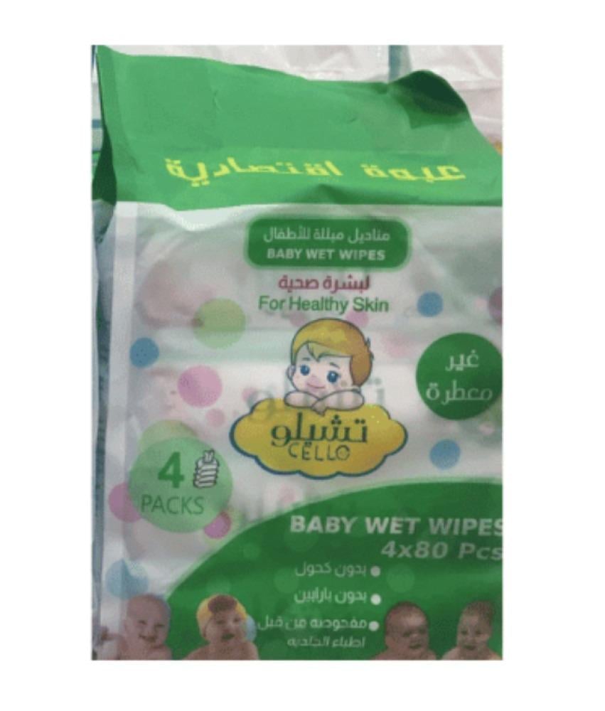 تشيلو _ مناديل مبللة بدون عطر شدة (4*80) حبة