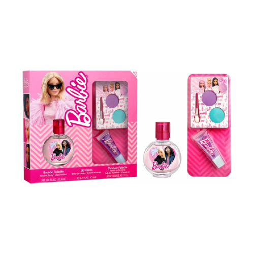 باربي ( عطر 30 مل تواليت + ملمع شفاة + ظل عيون )
