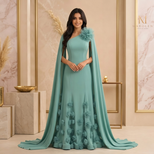 فستان اخضر طويل