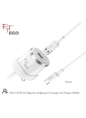 شاحن EGO Dignity بمنفذ واحد (Type-CC37B-TC) مع كاب...