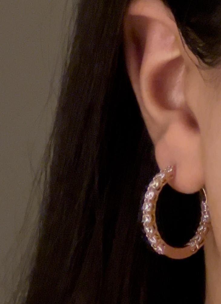 حلق فضة بأحجار زركون شفافه عيار 925K