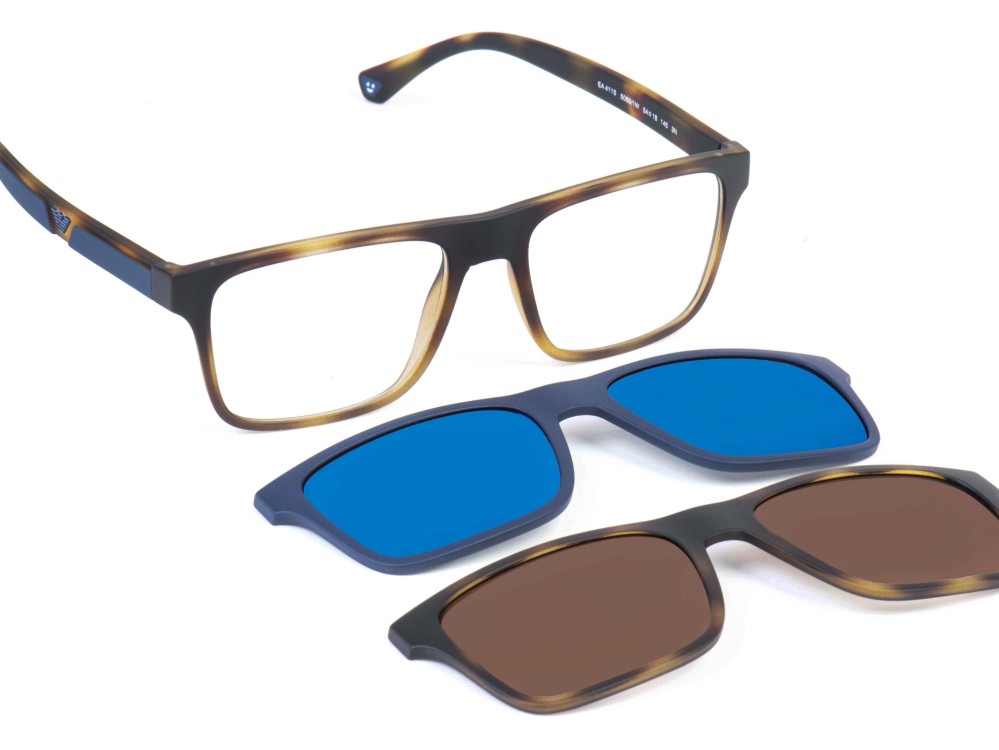 Original Emporio Armani Square Havana Sunglasses with Clip  display picture 3