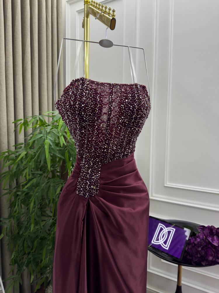 فستان سهره تفته استرتش تطريز يدوي فاخر