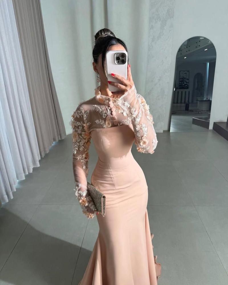 فستان سهره باربي مع اكمام تل مورد مكس توب