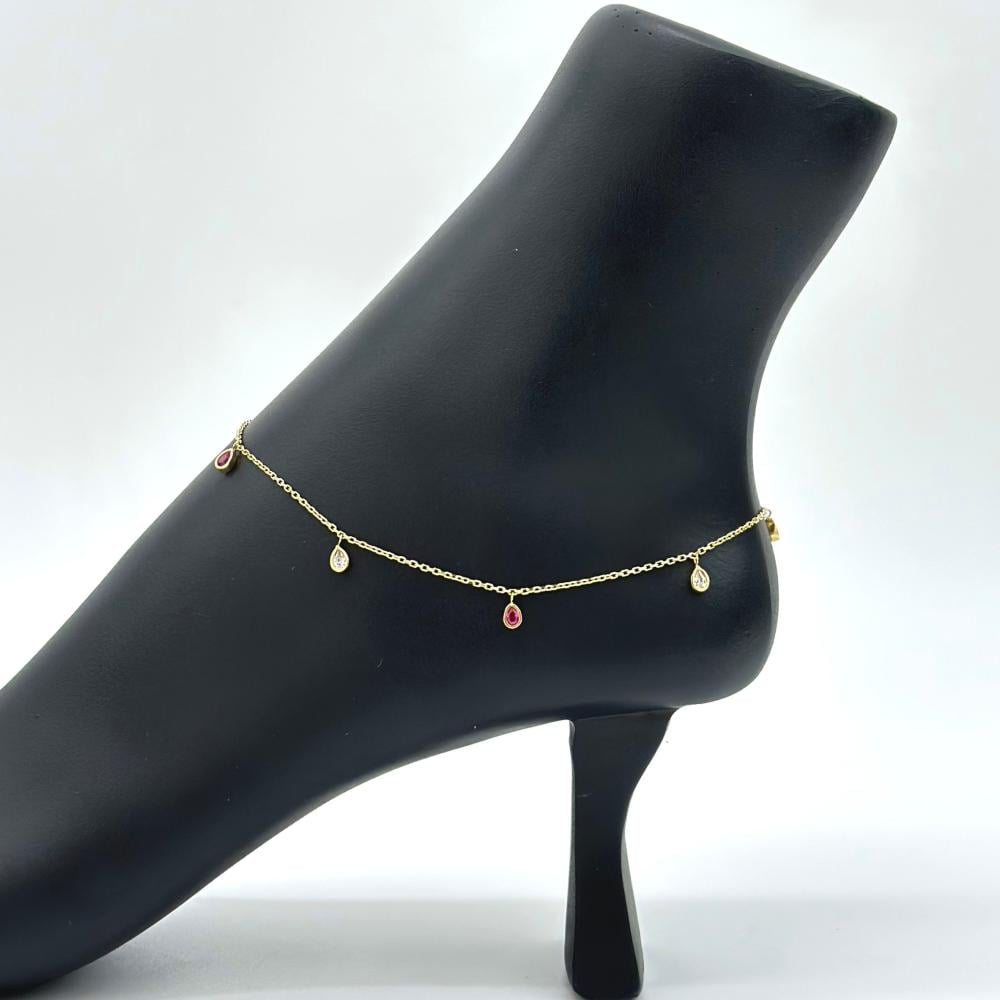 خلخال ذهب اصفر تصميم الماس عيار18 من مجوهرات الشلوي