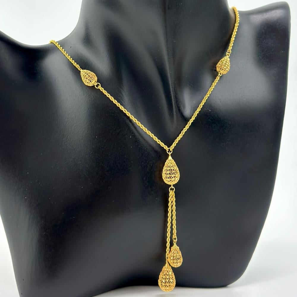 اجمل عقد ذهب عيار 21 فخم بتصميم دمعات جذاب