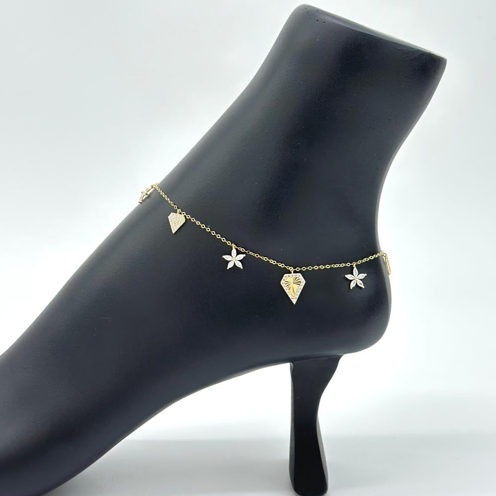 خلخال ذهب اصفر تصميم الماس عيار18 من مجوهرات الشلوي