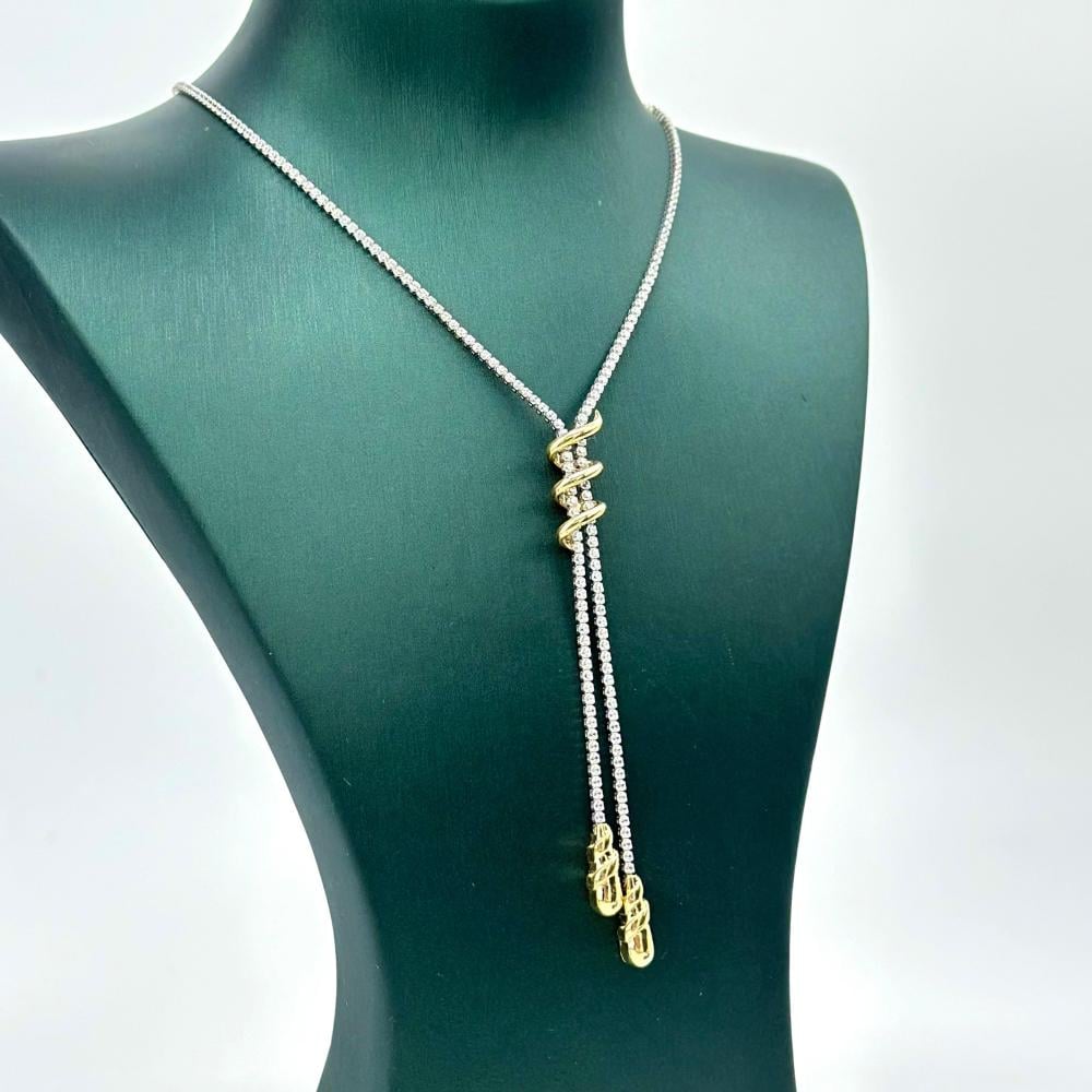 عقد تنس ذهب ابيض تصميم الماس عيار 18 من مجوهرات الشلوي