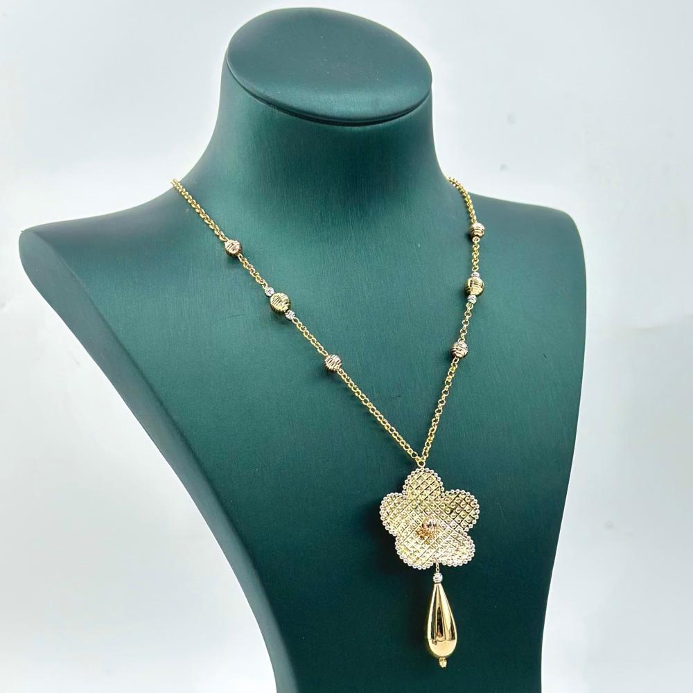 عقد ذهب اصفر ايطالي عيار 18 من مجوهرات الشلوي