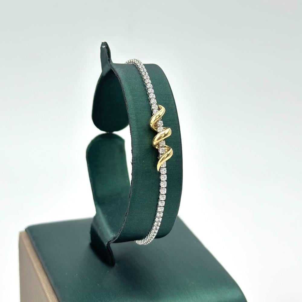 اسوارة تنس ذهب ابيض تصميم الماس عيار 18 من مجوهرات الشلوي