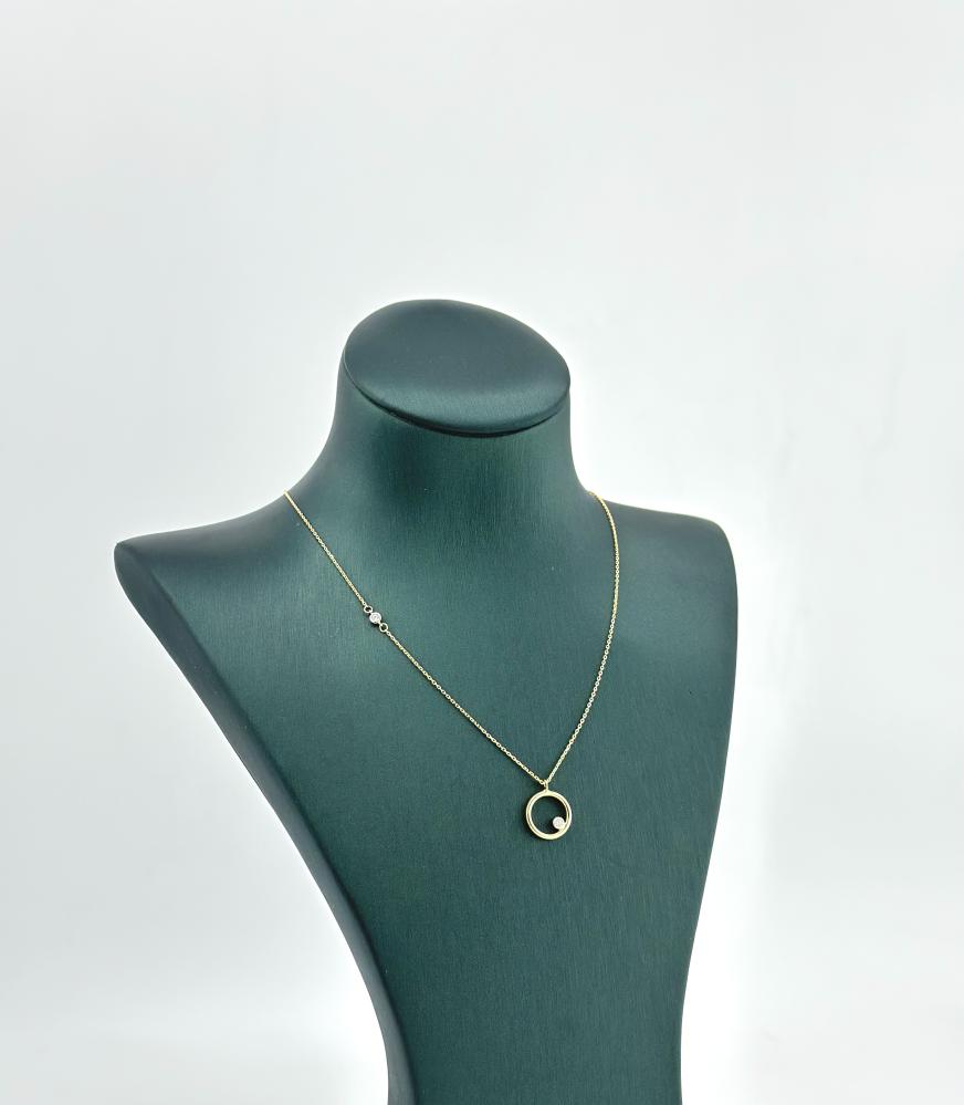 عقد الدائرة الذهبية الناعم  ( 2.0 جرام - عيار 18 - NE0438 )