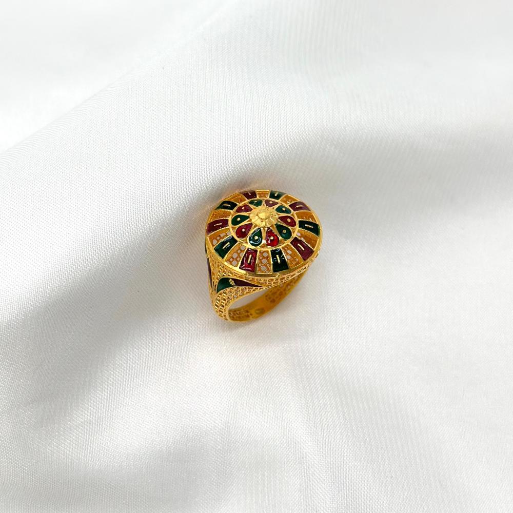 خاتم ذهب اصفر عيار 21 من مجوهرات الشلوي