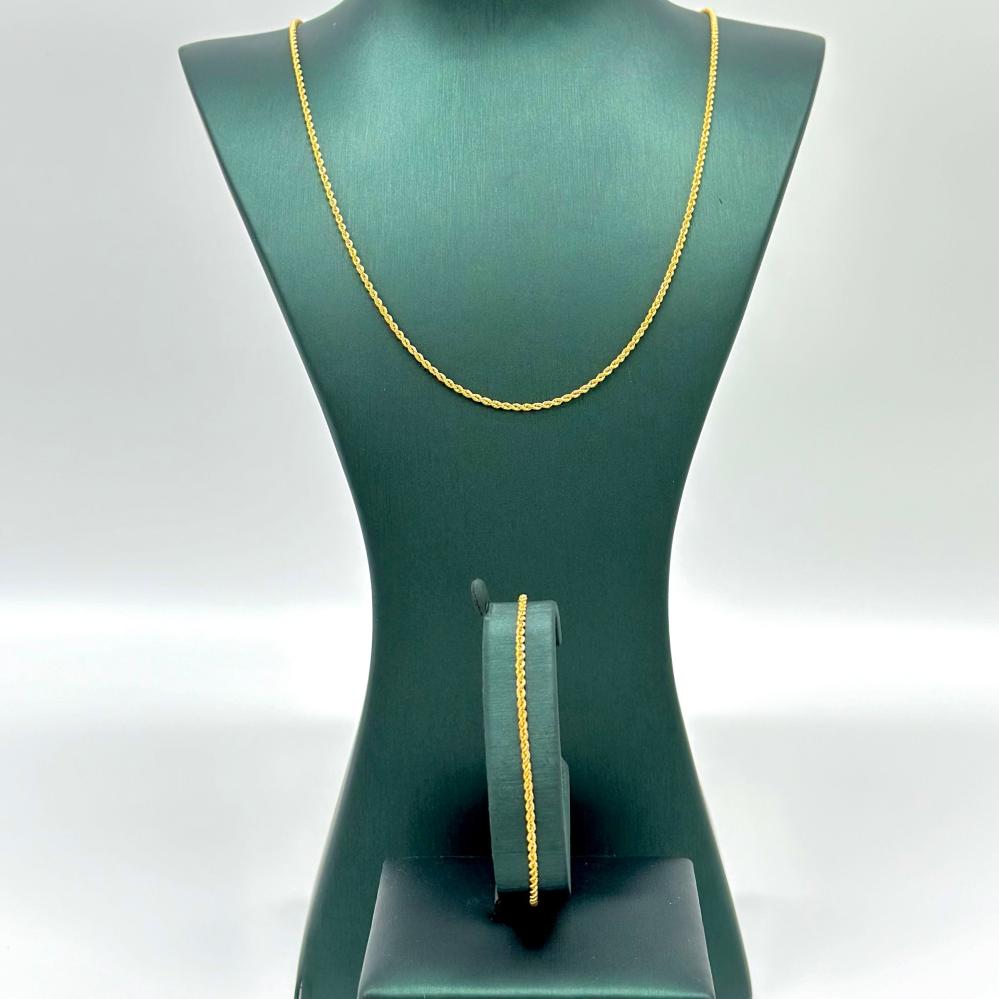 عقد و اسوارة ذهب اصفر عيار 21 من مجوهرات الشلوي